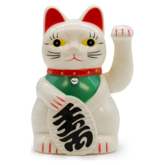 Vilkuttava onnenkissa (valkoinen)