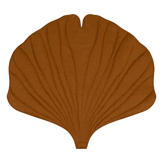 Organic Cotton and Linen Ginkgo Leaf Playmat - Caramel