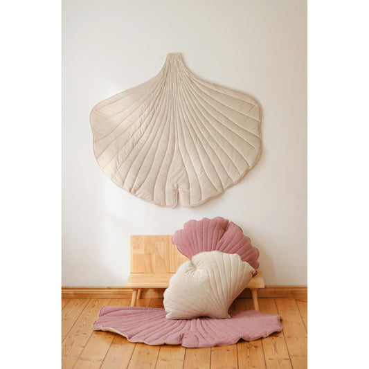 Organic Cotton and Velvet Ginkgo Leaf Playmat - Cream