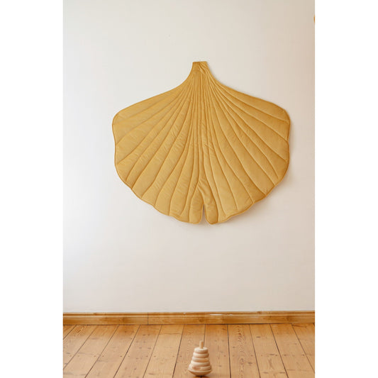 Organic Cotton and Velvet Ginkgo Leaf Playmat - Yellow