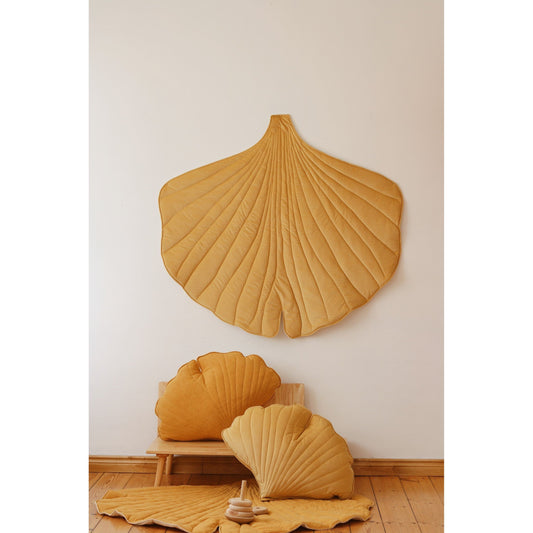 Organic Cotton and Velvet Ginkgo Leaf Playmat - Yellow