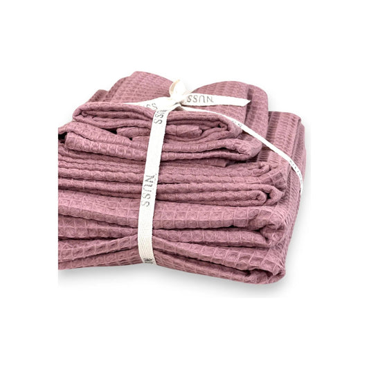 Organic Waffle Cotton Towel - Old Pink