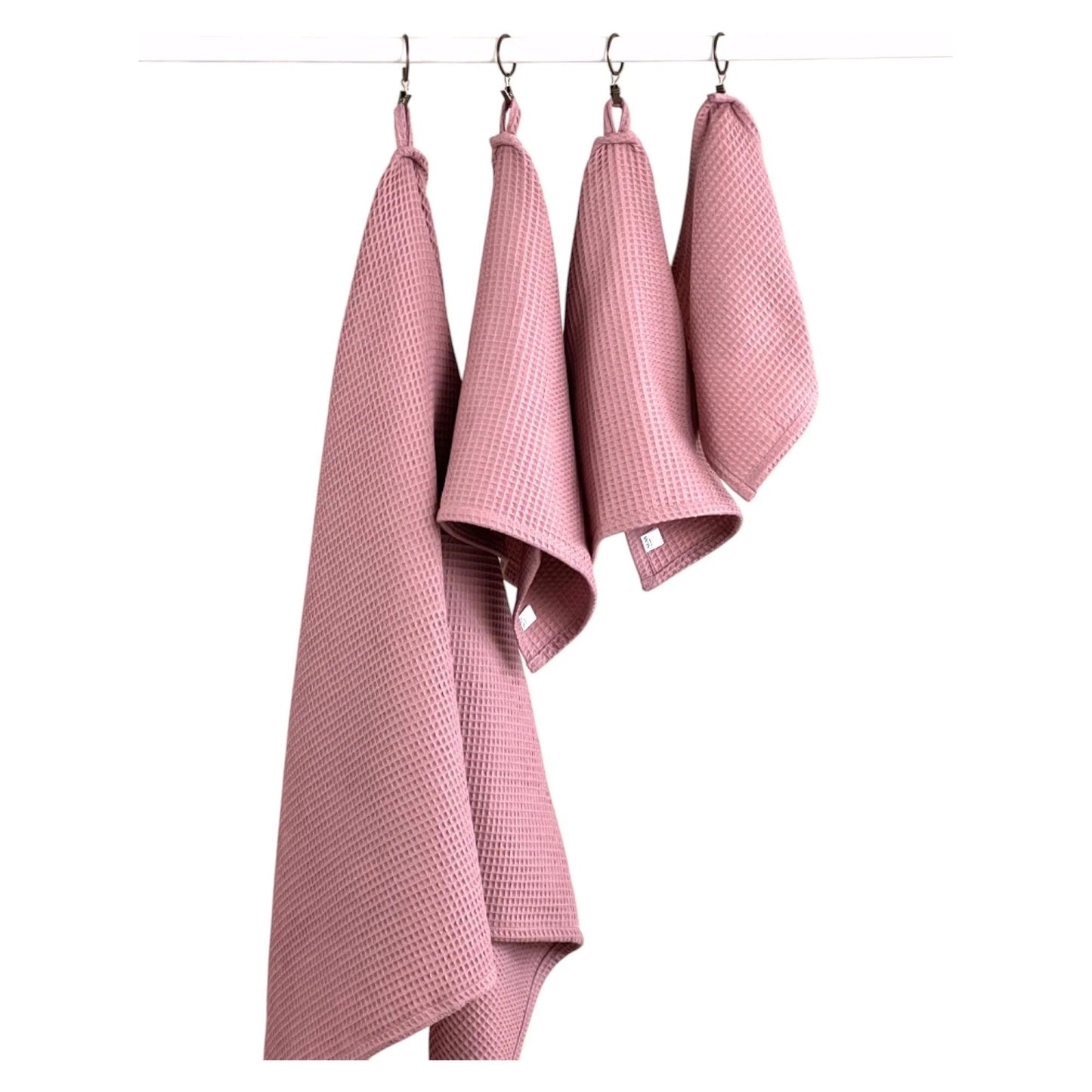 Organic Waffle Cotton Towel - Old Pink