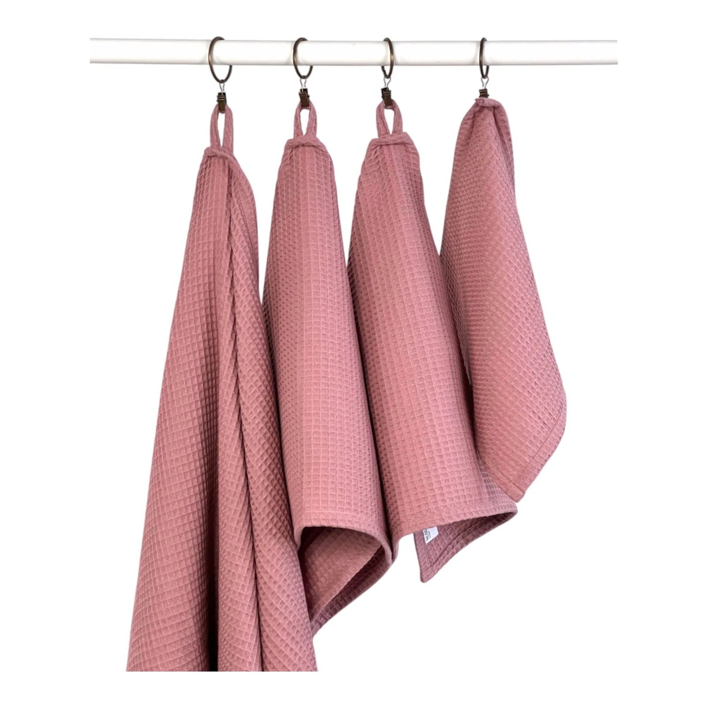 Organic Waffle Cotton Towel - Old Pink