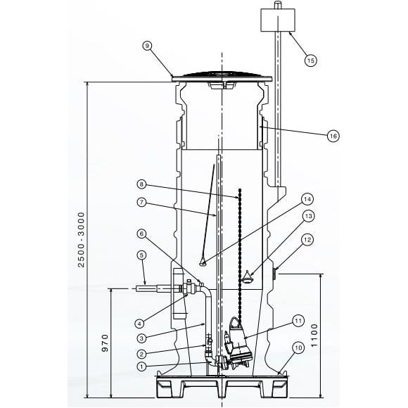 PUMPPAAMOTARVIKE GRUNDFOS POLAR 9 KOROTUS H=500mm
