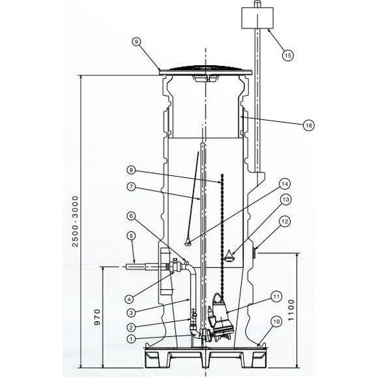 PUMPPAAMOTARVIKE GRUNDFOS POLAR 9 KOROTUS H=500mm | 4965338 | 5710629635754 | GRUNDFOS