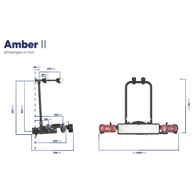 Pro-User Amber II vetokoukun pyöräteline 7/13-nastainen max.50 kg