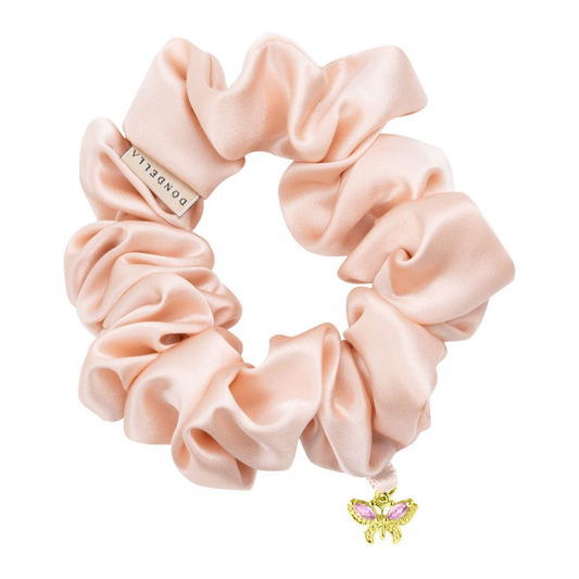 Murberry-silkki scrunchie/hiusdonitsi (vaaleanpunainen perhonen)