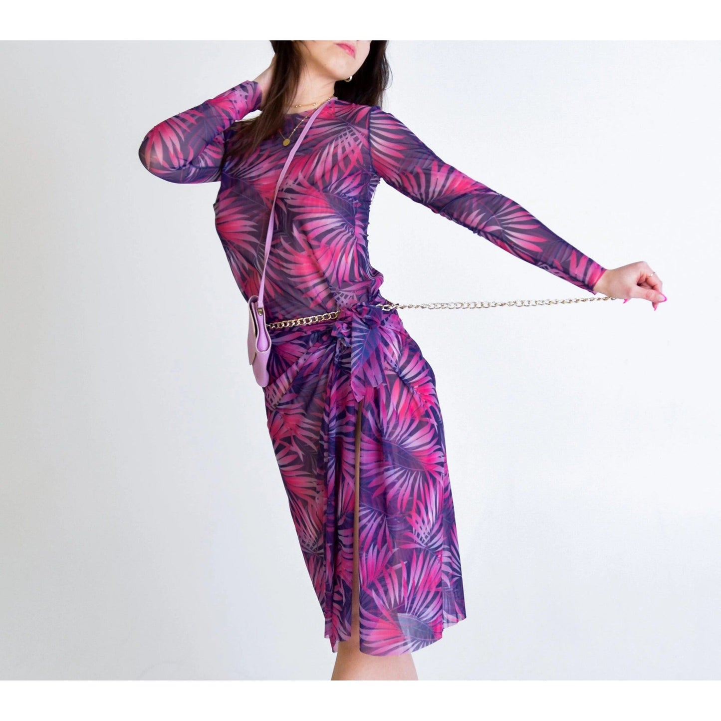 Tan-Through Long-Sleeve Shirt - Pink Tropica