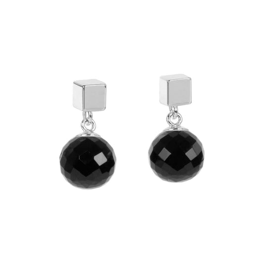 Solid Onyx Earrings - Rose Gold and Silver