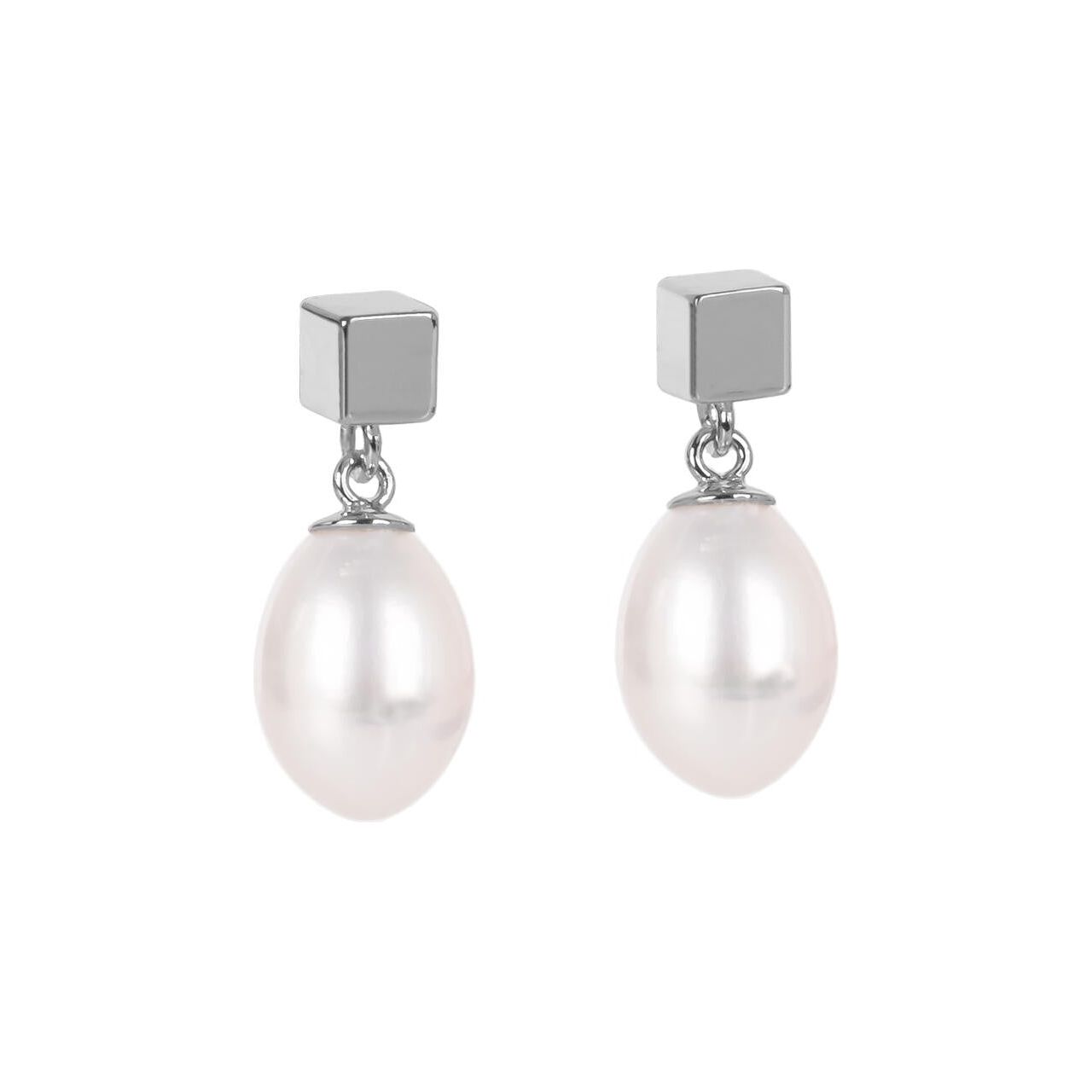 Solid Pearl Drop Earrings - Rose Gold and Silver