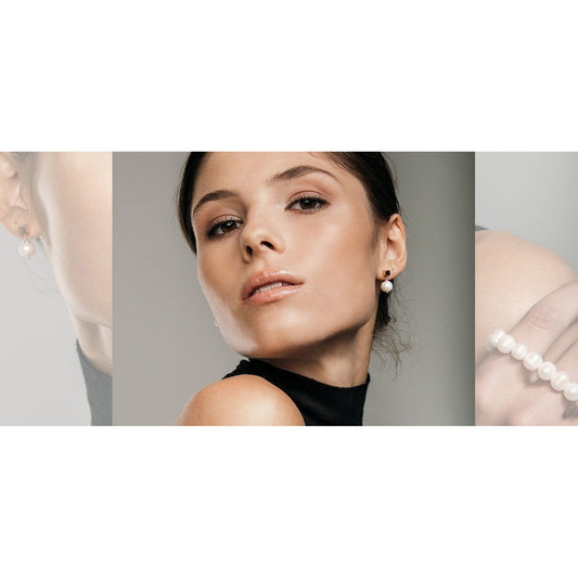 Solid Pearl Drop Earrings - Rose Gold and Silver