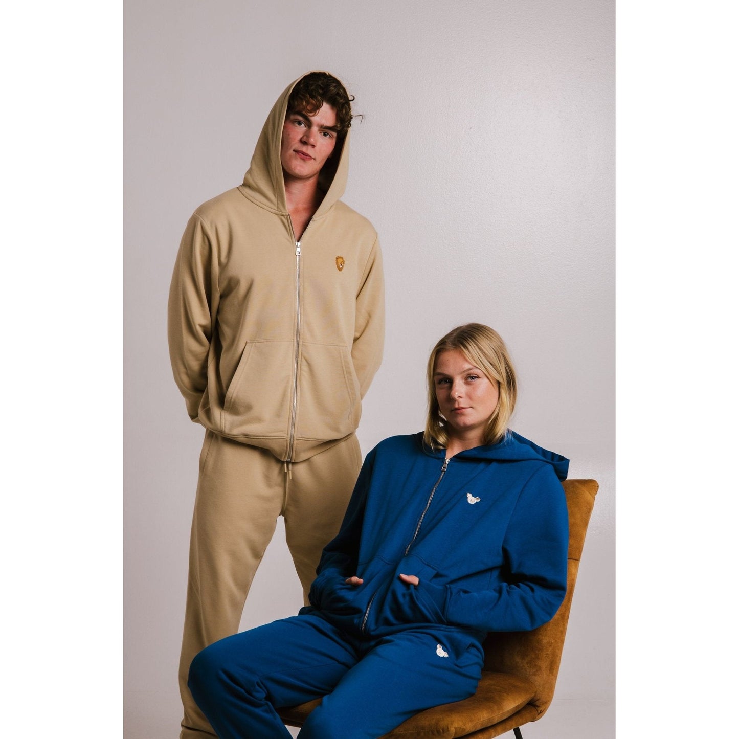 Lion Soft Fleece Full Zip Hoodie - Light Brown