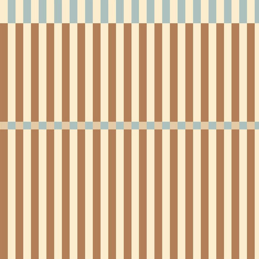 Nostalginen Ruskea-sininen raita - Tapetti