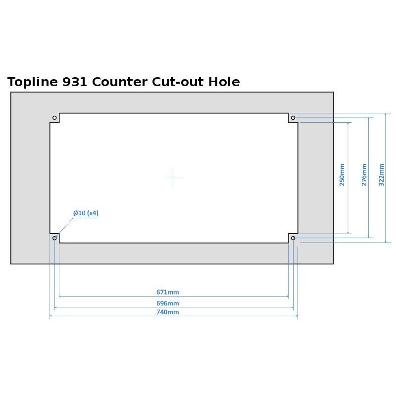 Thetford Topline 931 kolmiliekkinen kaasuliesi 770x350 mm