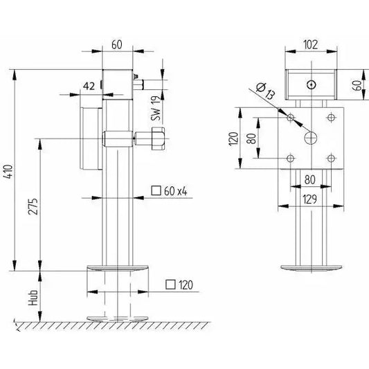 Tukijalka säädettävä 1300kg