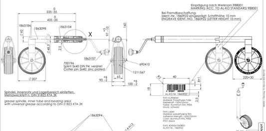 Nokkapyörä 215x70, Ø48, aisapainovaaka 150kg, Hobby 1302620013