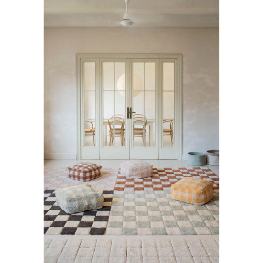 Washable Cotton Rug Kitchen Tiles Rose, 120x160 cm