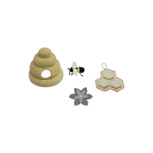 Washable Play Rug Pollination with 4 Handmade Textile Accessories, 90 x 130 cm