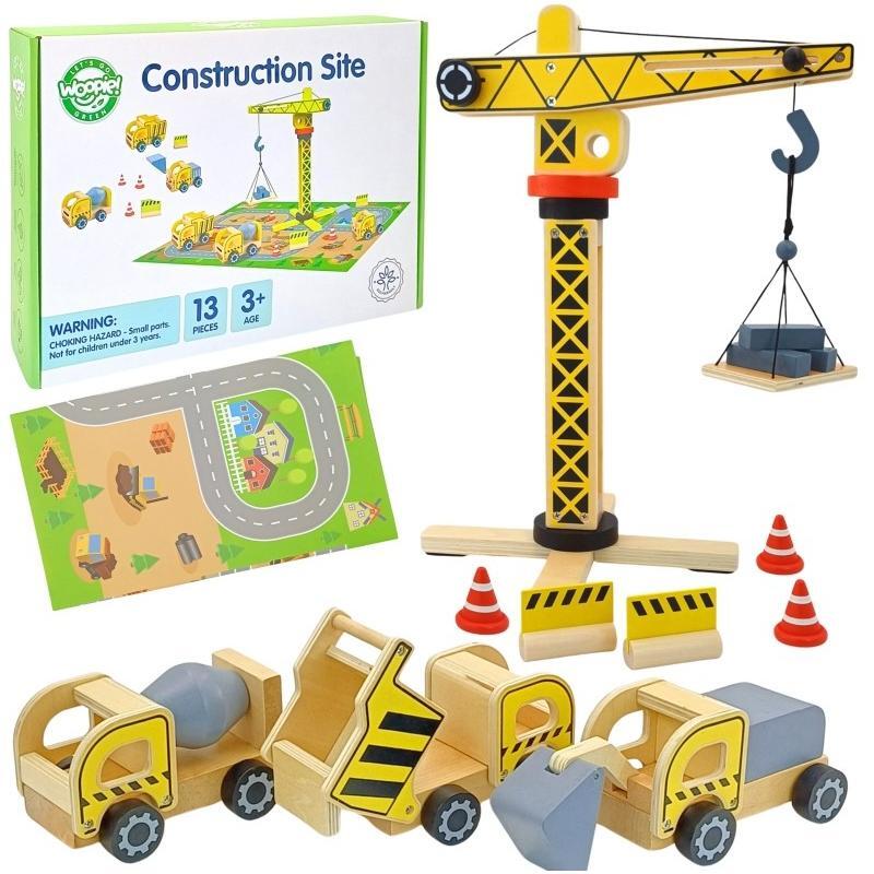 Wooden Construction Site With Vehicles
