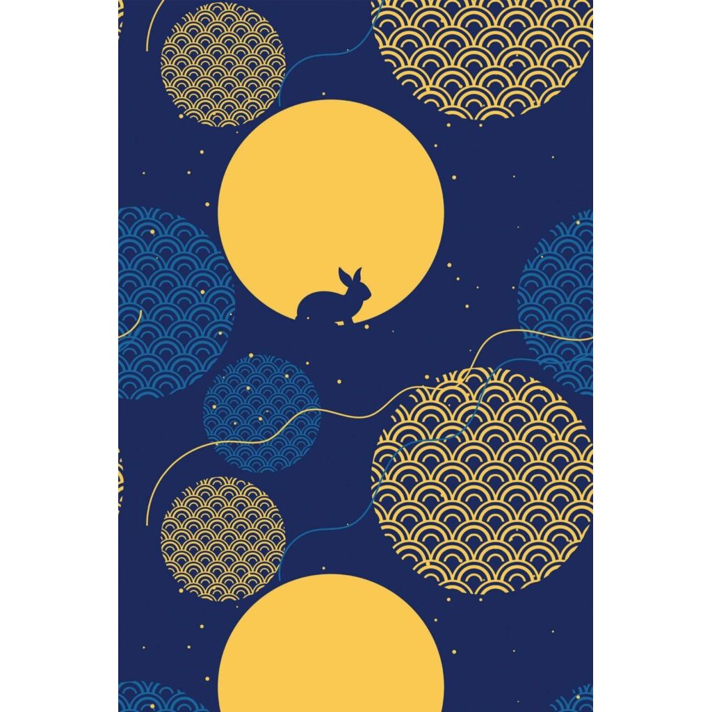 Yellow and blue chinoiserie abstract (itseliimautuva)
