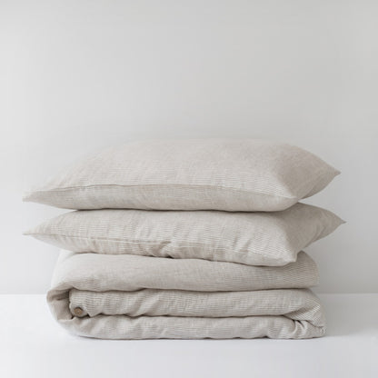 Pellava pussilakanasetti - Natural Stripes (Parivuode) - Linen Tales