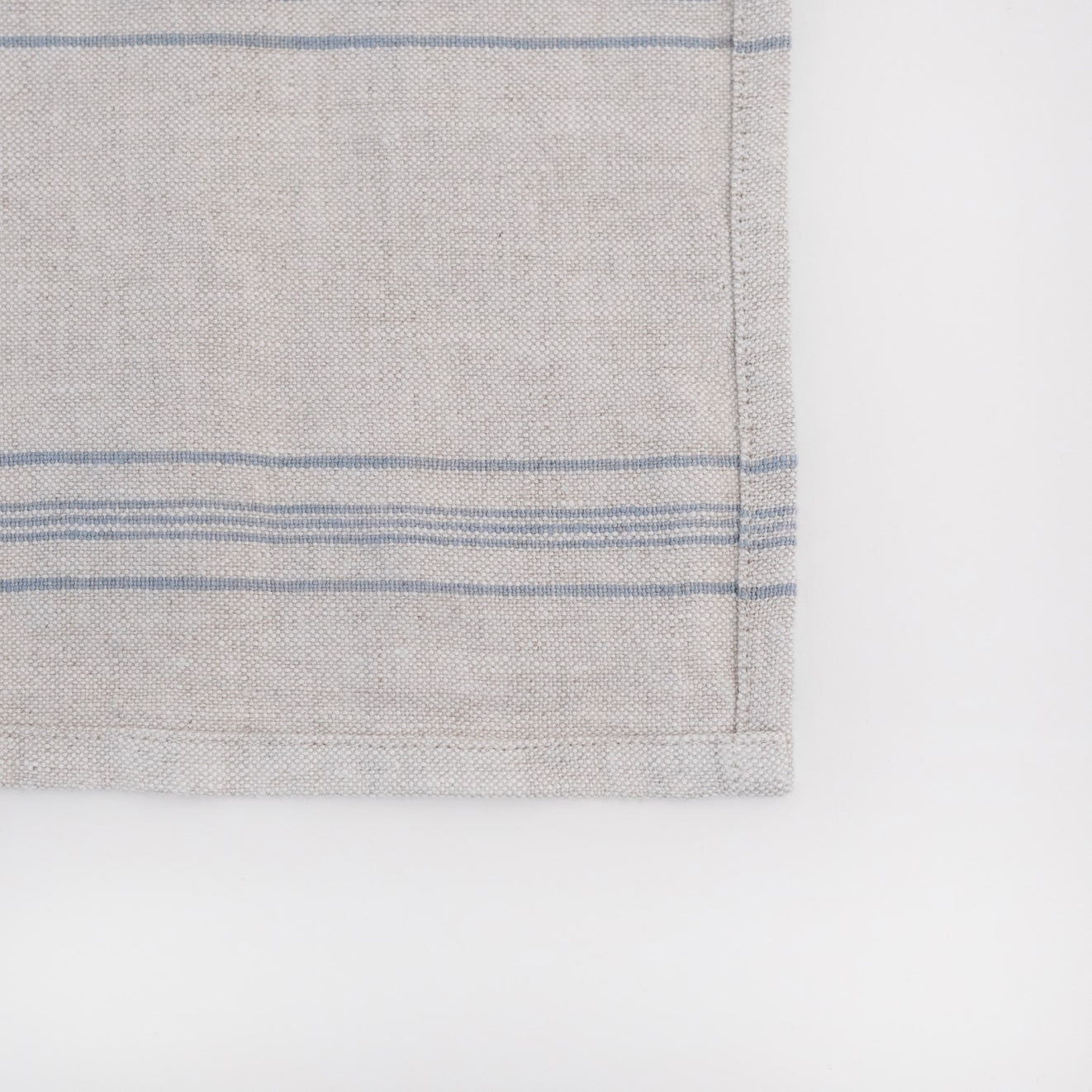 Suorakaiteen muotoinen Pellavapöytäliina - Grey Blue Wide Stripe Rustic