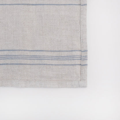 Suorakaiteen muotoinen Pellavapöytäliina - Grey Blue Wide Stripe Rustic