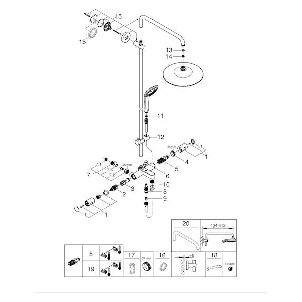 SUIHKUJÄRJESTELMÄ GROHE 26708000 EUPHORIA 260 JP