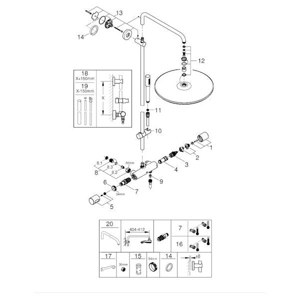 SUIHKUJÄRJESTELMÄ GROHE 26713000 RAINSHOWER 400