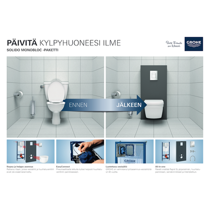 SEINÄ-WC KOTELO GROHE 39377 SOLIDO MONOBLOC VALK.