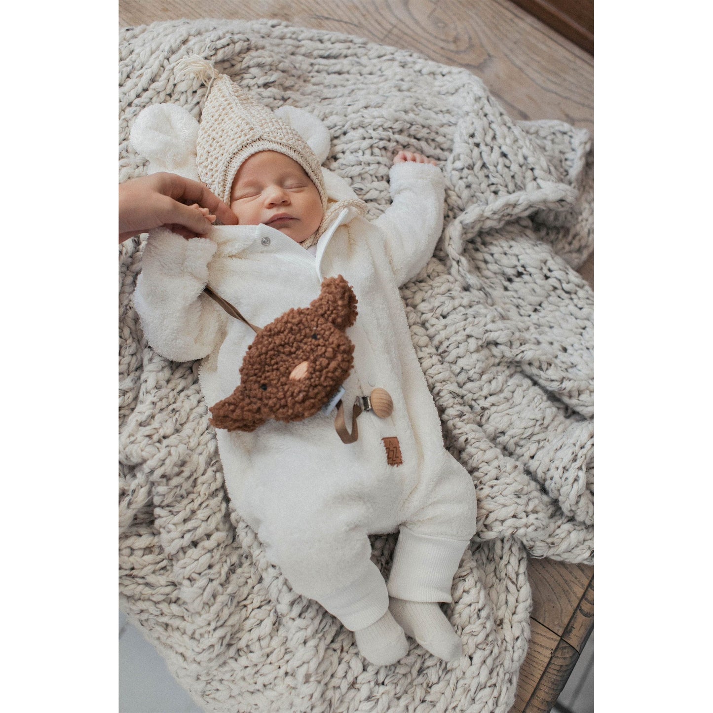 Eared Jumpsuit for Babies and Kids - Fuzzy Ecru