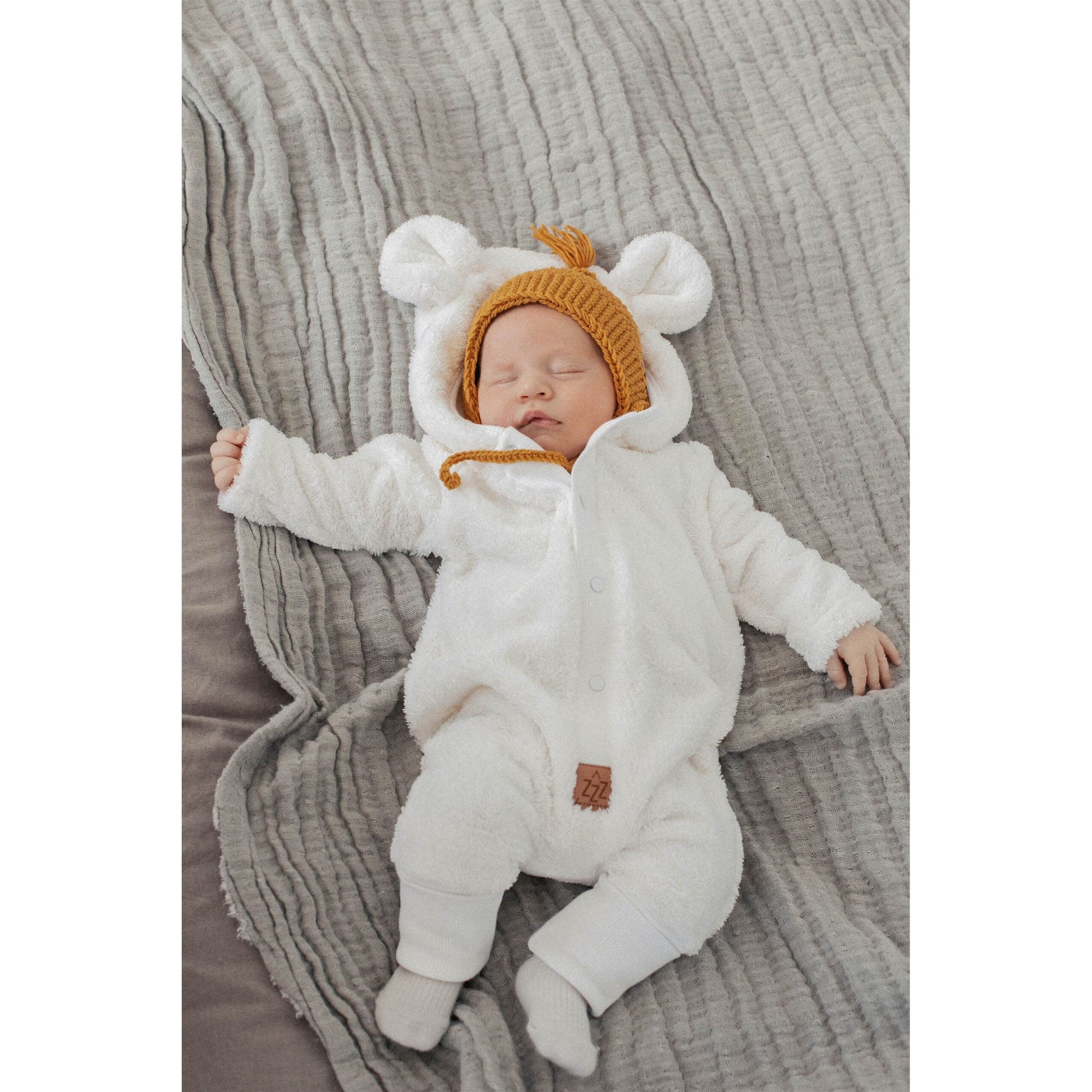 Eared Jumpsuit for Babies and Kids - Fuzzy Ecru