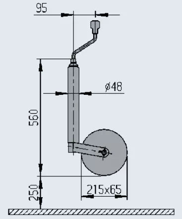 Nokkapyörä 215x70, kovakumi, muovivanne 150 kg, 780/530