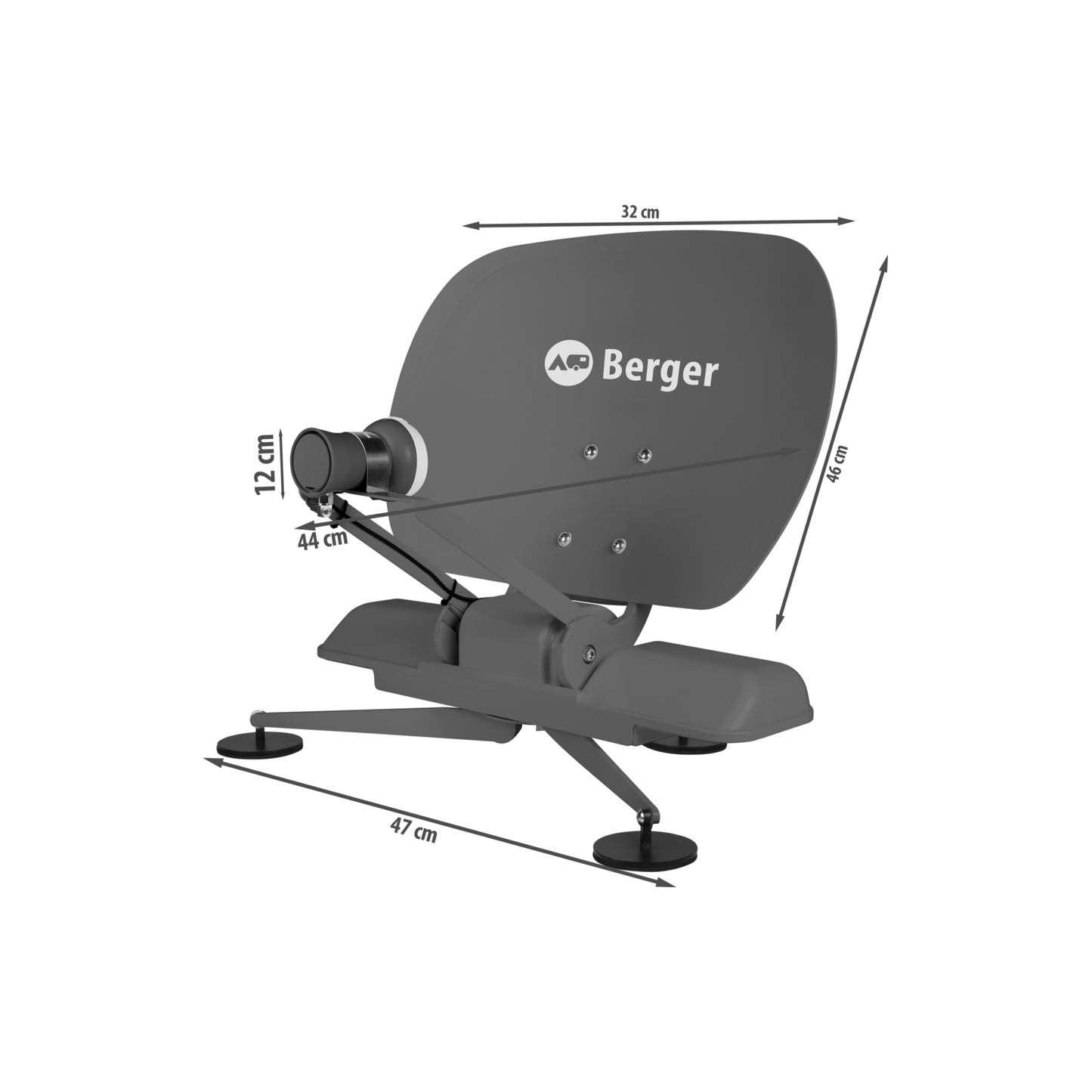 Berger Pathfinder 2.0 taittuva täysautomaattinen satelliittijärjestelmä harmaa