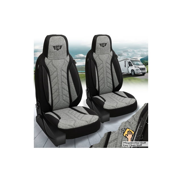 Bremer Istuinsuojat 2 kpl Ducato / Jumper / Boxer - Musta/Harmaa