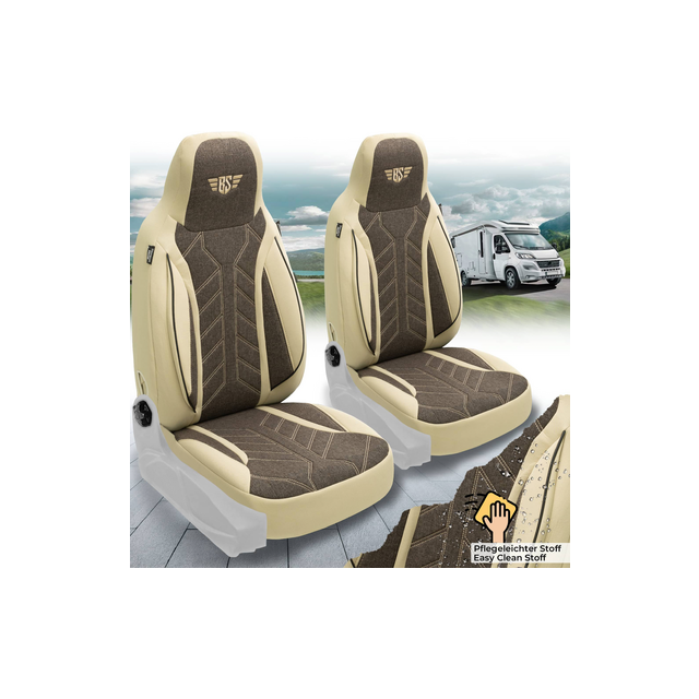 Bremer Istuinsuojat 2 kpl Ducato / Jumper / Boxer - Beige/Ruskea