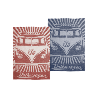 VW Collection T1 Bulli Keittiöpyyhesetti 70x50 cm 2 kpl  - Punainen/Sininen