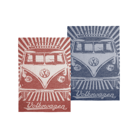 VW Collection T1 Bulli Keittiöpyyhesetti 70x50 cm 2 kpl  - Punainen/Sininen