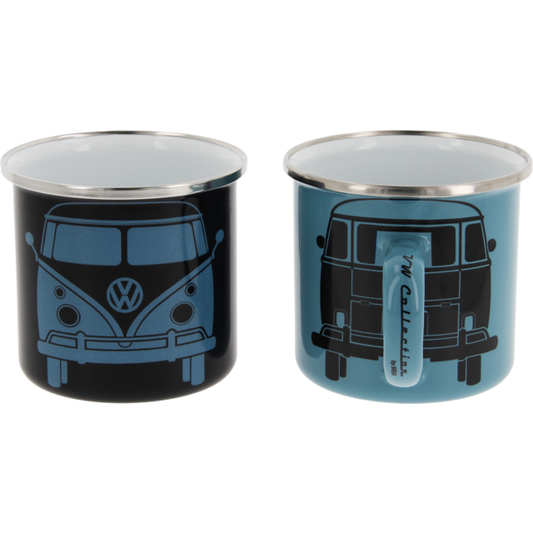 VW Collection T1 -bussi Emalimukit, 2 kpl, 350 ml - Musta/Petrooli
