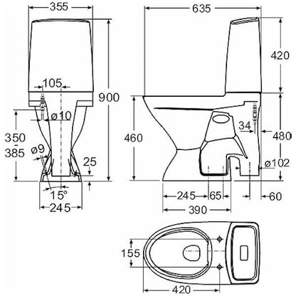 WC-ISTUIN EI KANTTA IDO 3526701101 GLOW KORK ISO J 1-T