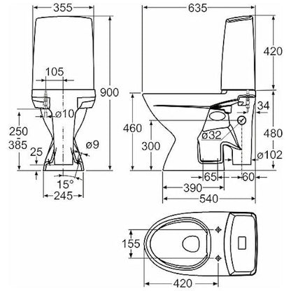 WC-ISTUIN EI KANTTA IDO 3856701101 GLOW KORK ISO JAL O