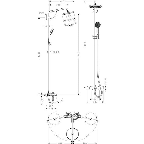 SADESUIHKUHANA HANSGROHE 27868000 CROMA 220 AIR JP