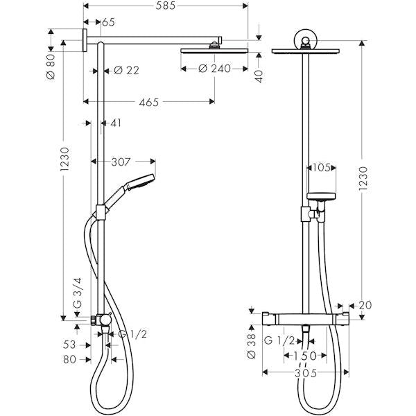 SADESUIHKUHANA HANSGROHE 27847000 RAINDAN S240 AIR NORD