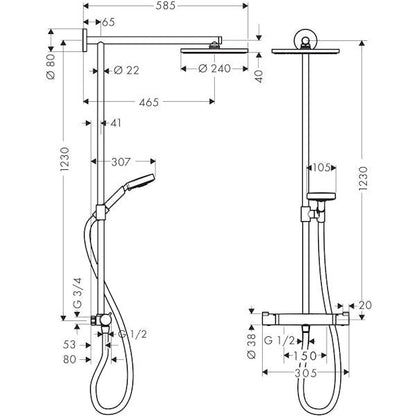 SADESUIHKUHANA HANSGROHE 27847000 RAINDAN S240 AIR NORD