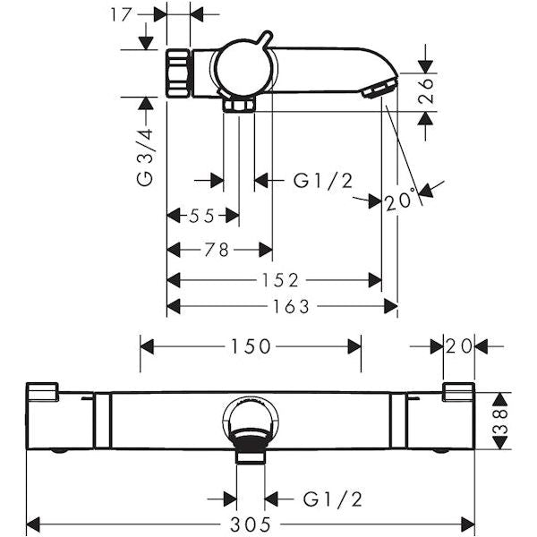 AMME- JA SUIHKUHANA HANSGROHE 13186000 ECOSTAT COMF NORDIC