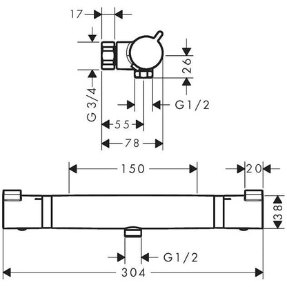 SUIHKUHANA HANSGROHE 13193000 ECOSTAT COMF NORDIC