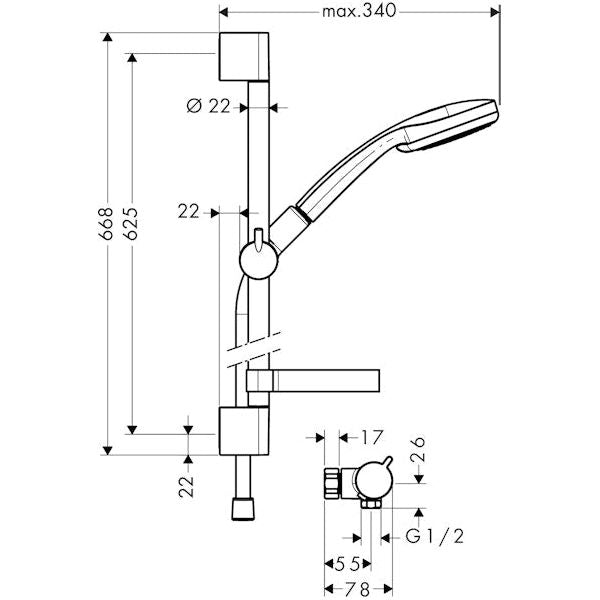 COMBISETTI HANSGROHE 27846000 ECOSTAT CROMA 100