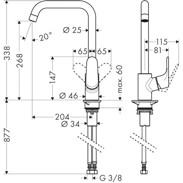 KEITTIÖHANA HANSGROHE 31834000 FOCUS 260 KORKEA
