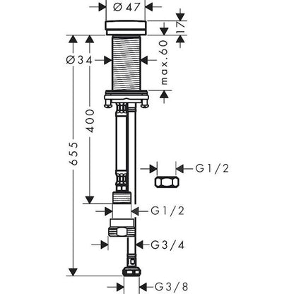 PESUKONEVENTTIILI HANSGROHE 72841670 TASOON MUSTA